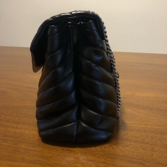 Saint Laurent YSL Loulou Silver Hardware Shoulder Bag MEDIUM Black Leather - Picture 13 of 16